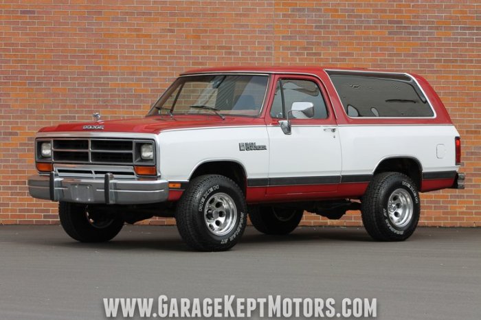 1990 dodge ramcharger v8 body aw color red white