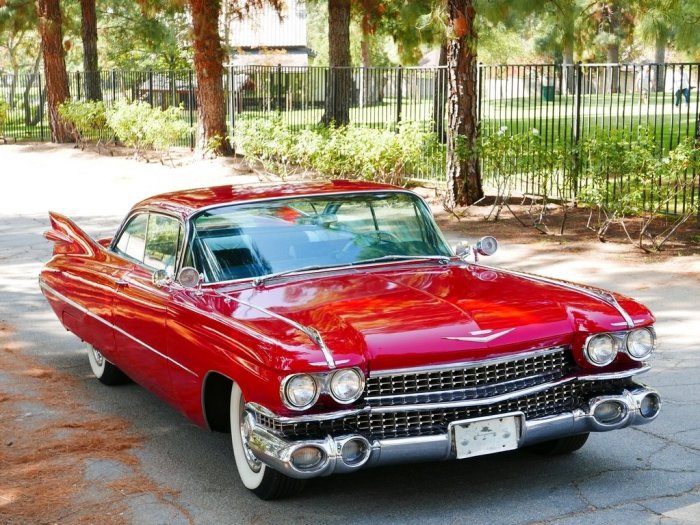 Cadillac 1959 deville coupe red hardtop base door miles 390c 4l sale car v8