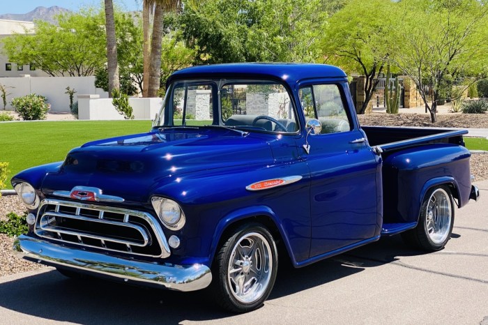 3100 1957 patina chevrolet truck pickup blue slammed red turb v8 crate miles trucks airbrushed sports classic