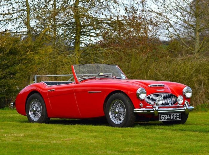 Healey sprite austin 1960 cars cylinder spoke peppy 948cc signal transmission carburetors alloy su twin wheels manual speed engine red