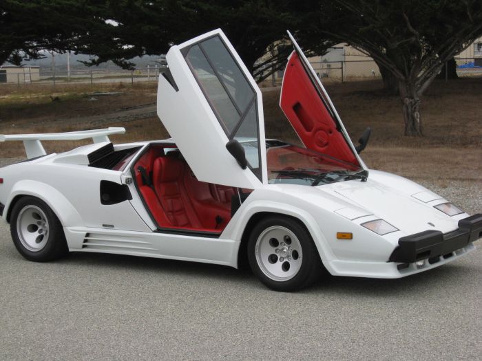 Lamborghini countach 1988 5000s car sale rare red lambo flawless mint miles owner low white