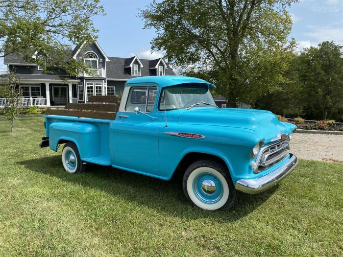 Apache 1957 pickup chevrolet green custom chevy step side pickups trucks wallpapers other sale pick cars classic wallpaper old