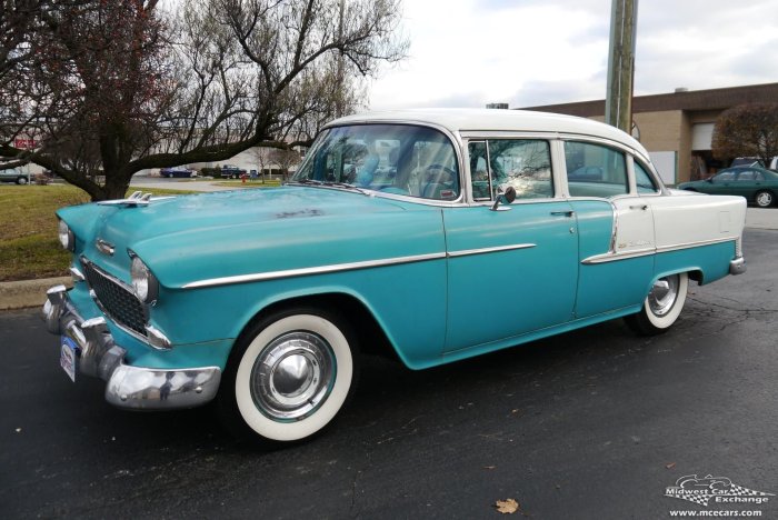 1955 bel air chevrolet door sedan car mcecars engine stock